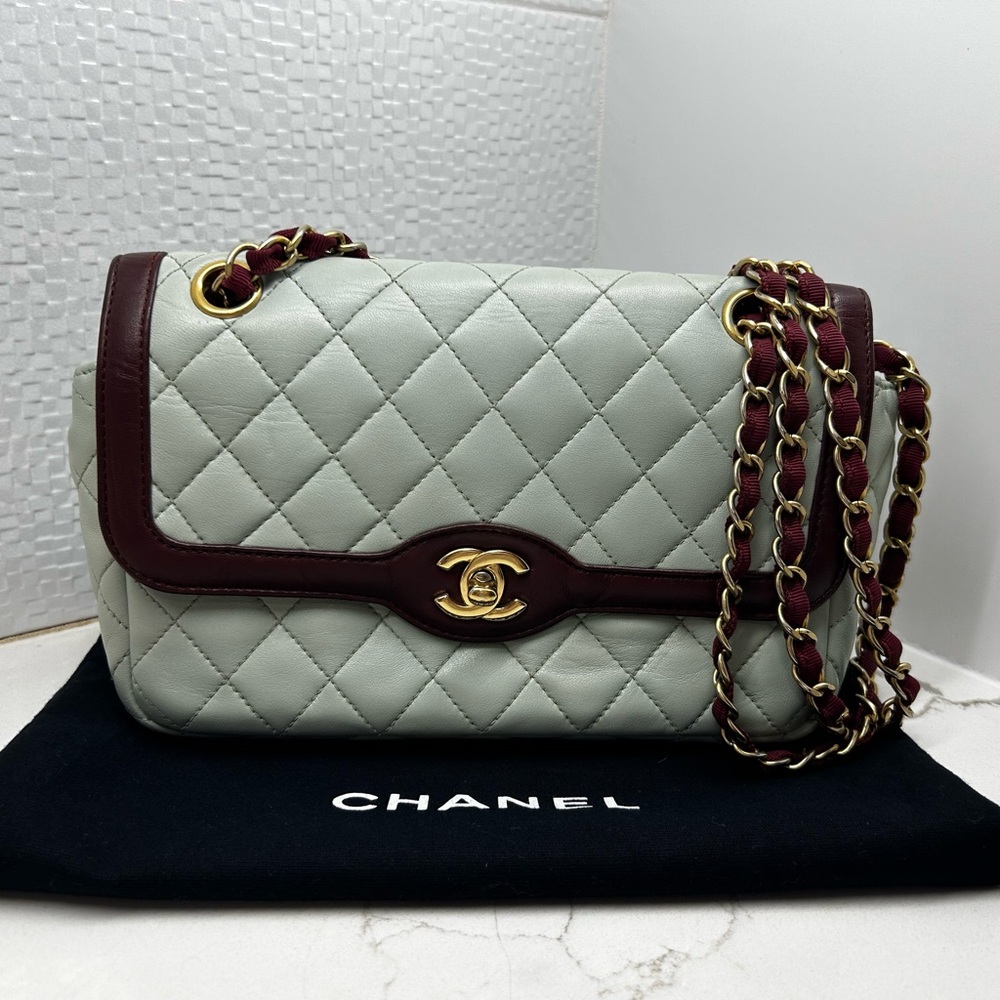 QUILTED LAMBSKIN 2-TONE FLAP BAG